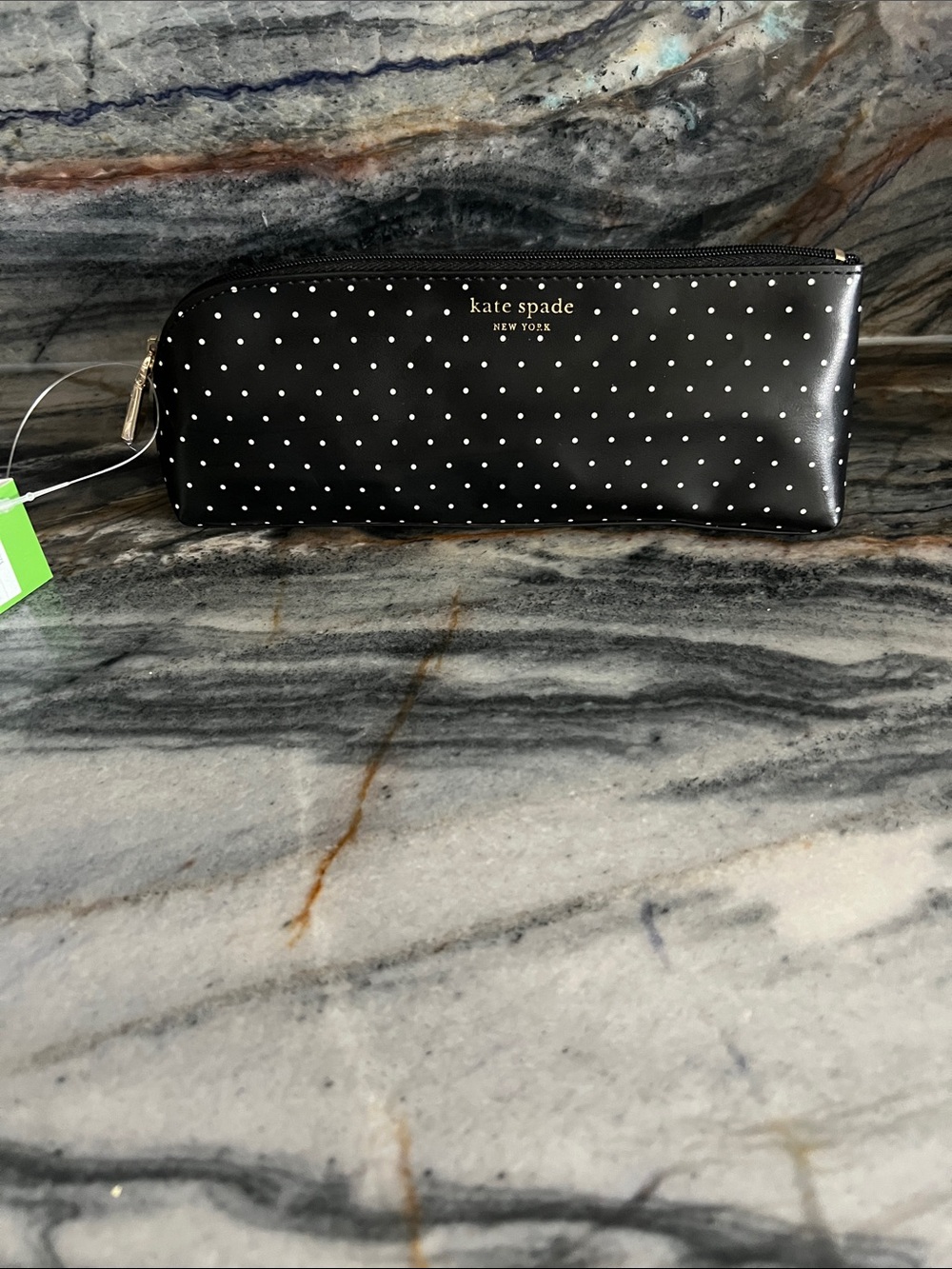 Kate Spade Black Polka Dot Pencil Case NWT